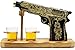Hand Painted Pistol Whiskey & Wine Decanter Gift for Dad, Men - Pistol Whiskey Gun Decanter & 2 Bullet Shot Glasses - Military Gifts, Veteran Gifts, Law Enforcement Gifts, Home Bar Gift, Drinking Bar