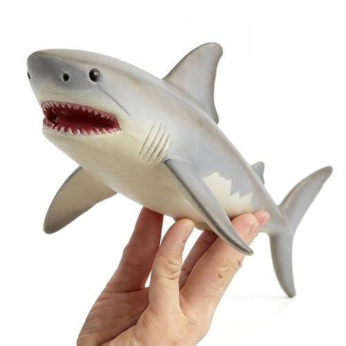 Image of SmilerSmile 7 inch Great White Shark Figurine Plastic Sea Creature Toy for Toddlers