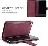 QLTYPRI Case for Google Pixel 9/9 Pro, Large Capacity Leather Wallet Case 6 Card Holder & 1 Zipper Pocket Kickstand Wrist Strap Magnetic Protective Cover for Google Pixel 9/9 Pro - Wine Red - Image 4