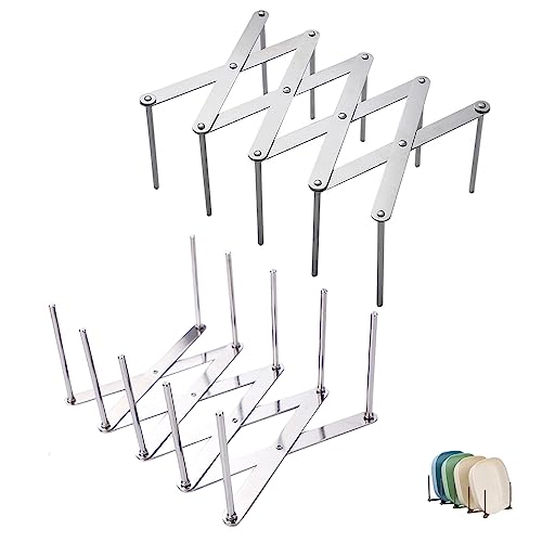HUTVD 2 Piezas Soporte para Tapa de Ollas Ajustable, Organizador Tapas Ollas de Acero Inoxidable Soportes Extensibles para Tapa de Ollas Accesorios para Cocinas y Barbacoas, Ahorro de Espacio