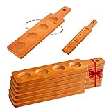 LZMS 6-Pack Walnut Flight Boards,Double-Sided Beer,Whiskey & Wine Tasting Paddles with Multiple Size Holes,Perfect for Margarita,Tequila,Bourbon Sampling,Party & Bar Serving,Durable Elegant Design