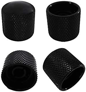 Metallor Guitar Volume Tone Control Knobs Knurled Metal Dome Style 18mm Diameter 6mm Solid Shaft Knobs Compatible with Tele Telecaster Style Electric Guitar or Bass Guitar 4Pcs Black.