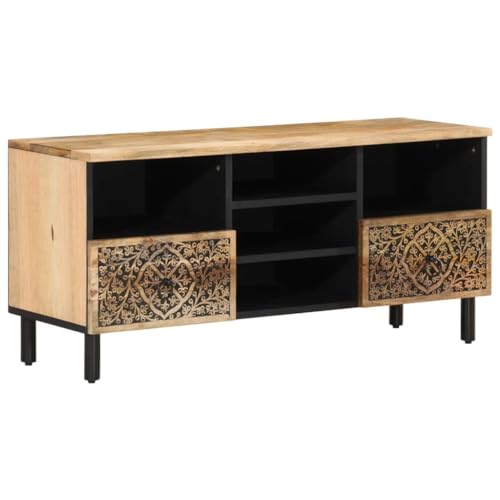 HETFTJN Mobile Porta TV 100x33x46 cm in Legno Massello di Mango
