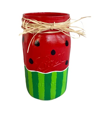 Hand-Painted Watermelon Mason Jars for Summer Parties - Decorative Centerpieces in Pint and Quart Sizes - Image 4