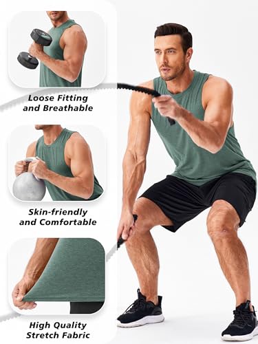 Image of PINSPARK Men's Tank Tops Quick Dry Summer Workout Muscle Shirt Athletic Casual Sleeveless Shirts for Bodybuilding Beach Gym