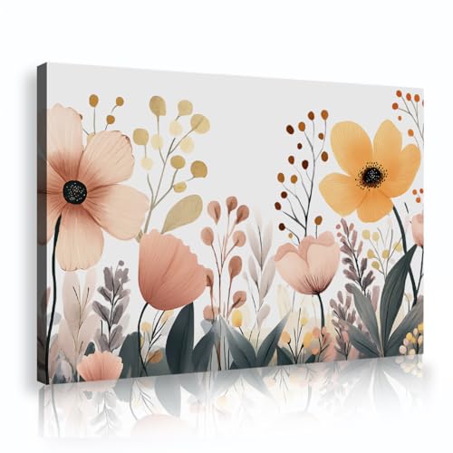 Toile botanique murale bohème YUNART 80x120cm avec cadre intérieur pour salon moderne