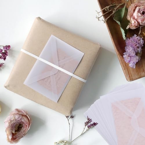 WYYFXY® 50 Stück Transparente Briefumschläge 125 × 185 mm Kuvert Transparente Umschläge Ohne Fenster Envelopes Durchsichtig Briefkuvert Hochzeit, für Grußkarte Postkarte Einladungen