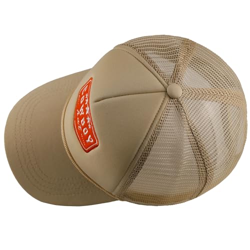 Image of Embroidered Cowboy Trucker Hat Mesh Beach Hat for Ladies and Men Summer Stars Patch Trucker Cap