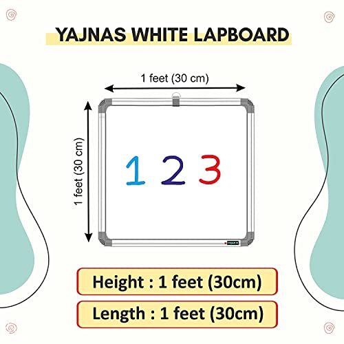 Image of YAJNAS 1x1 Feet Non-Magnetic Heavy-Duty Aluminum Frame White Board with Chalk Board Small Slate (Pack of 1)