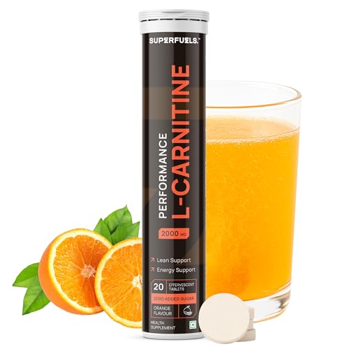 Image of L Carnitine Tablets Effervescent 2000mg Supplement | Pre Workout for Men | Fat Burners for men women | Weight Loss Products | L Carnitine Liquid Alternative | Orange Flavour | 20 Effervescent Tablets