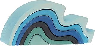 Grimm's Large WaterWaves Stacker - Nesting Wooden Wave Blocks, "Elements" of Nature: WATER