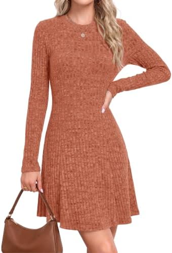 AUSELILY Damen Langarm Pulloverkleid