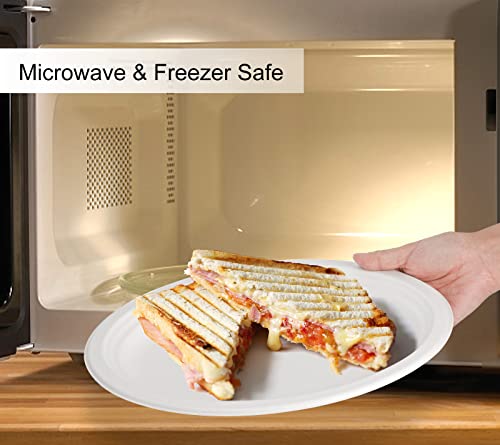 Elsjoy 90 Pack Compostable Oval Paper Plates, 12.5 Inch Sugarcane Dinner Plates, Large Disposable Plates Biodegradable Platters, For Restaurant, Bbq, Parties, Breakfast, Microwave Safe #TOP5