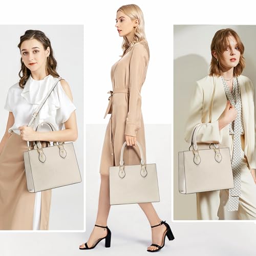 Image of CHICAROUSAL Crossbody Purses and Handbags for Women PU Leather Tote Top Handle Satchel Shoulder Bags (Pearlescent Beige)