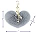 Just-Best Grey Pom Pom Keychain with Fluffy Fur Ball Charm - Key Ring for Women