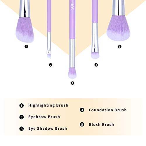 Synthetic Makeup Brushes Set Wish Case Professional Makeup Brushes Travel Set Foundation Brushes Eyeshadow Brushes Concealer Brush Cruelty Free Fiber Makeup Gift Set(Purple Color Travel Makeup Bag) #TOP1