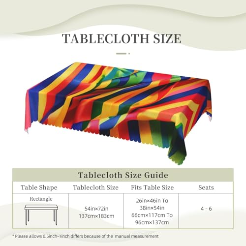 Nappe rectangulaire tissu rayures arc-en-ciel table salle à manger buffet - 7