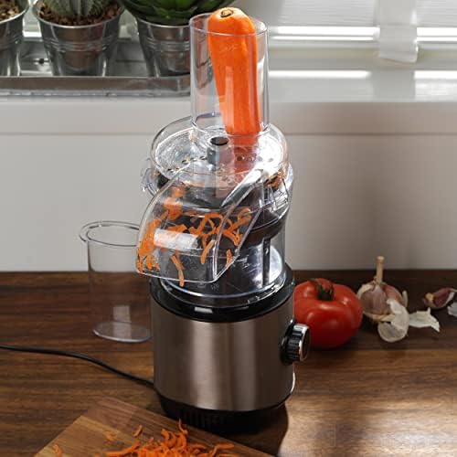 Salter EK4244 Mini Electric 300W Food Processor Pro, Small Batch 0.9L Bowl , Chop, Shred & Slice, 2 Speeds & Pulse, Feeding Chute & Drizzle Hole For Oils & Vegetables, Soft Food & Puree Maker