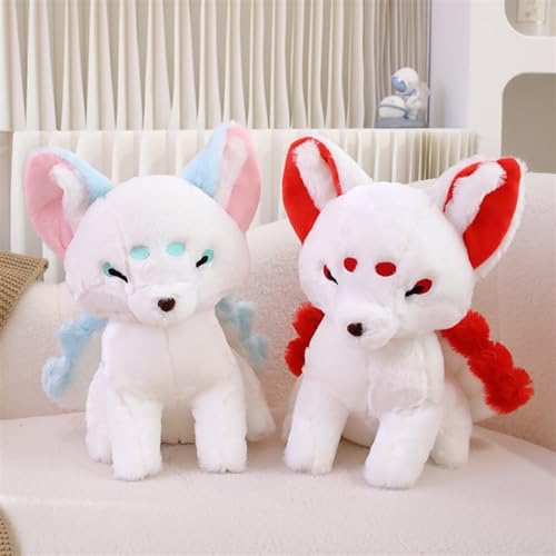 TOPLITHE Neunschwänziger Fuchs Kuscheltier, Süße Plüschtier Realistisches Süßes Kyuubi Kitsune Spielzeug for Kinder Freunde Geburtstagsgeschenke(Red)