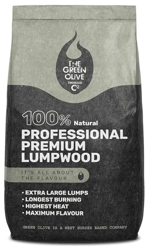 Green Olive Firewood Premium Professional Lumpwood Charcoal 10kg – Restaurant Grade Charcoal - Long-lasting, Eco-friendly, BBQ Charcoal Ideal for BBQ, Grilling, Smoking, & Pizza Ovens