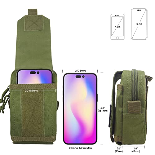 Tactical Molle Pouch, Haomuk Edc Pouch Tactical Phone Holster Waist Pack Small Utility Pouch Organizer Vest Belt Accessories With Flag (Green) #TOP1
