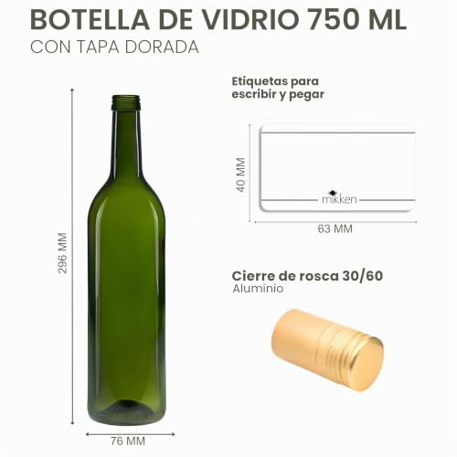 Botellas de cristal verde de 750 ml para aceite con etiquetas 3