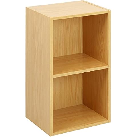 Estantería de salón de 2 estantes en madera de haya, marrón Cover
