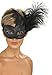 Produktbild Schwarze Halbmaske mit silbernen Pailletten und Federn.