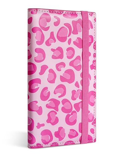 Image of Yarnic Checkbook for Personal Checkbook Holder (Pink Leopard) | Check Book Covers with Pen Holder & Built-in Clear Plastic Divider for Duplicate Checks