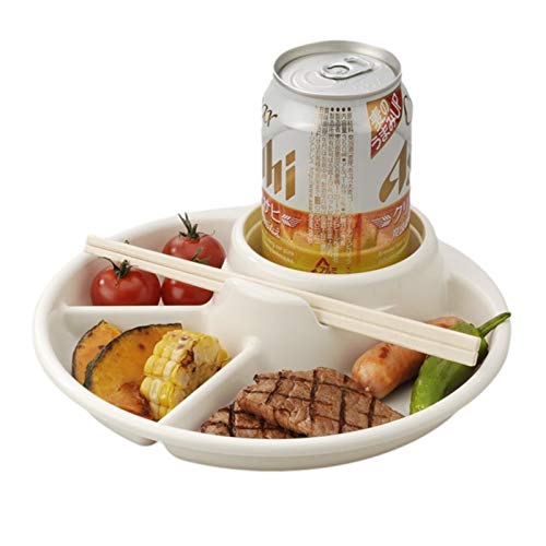 Plateau à Service Collation Divisée RonPlateau Conservation des Aliments Plateau pour Enfants, Assiette à Menu en Mélamine à 4 Compartiments | Assiette Antipasti, 21x 4,6 cm