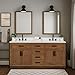XWNE 72-inch Dark Walnut Bathroom Vanity with 2 Sinks, Solid Wood, 0.79-inch Stone Countertop and Backsplash, 6 Drawers, 4 Soft Closing Doors
