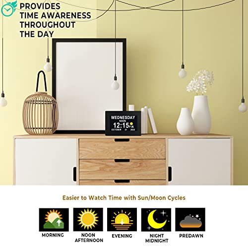 Maxculux 5 Colors Digital Clock With Daylight Saving & Night Dimming, 19 Alarms Wall And Table Clock, Calendar Clock For Seniors Vision Impaired Memory Loss (7" With Remote) #TOP1