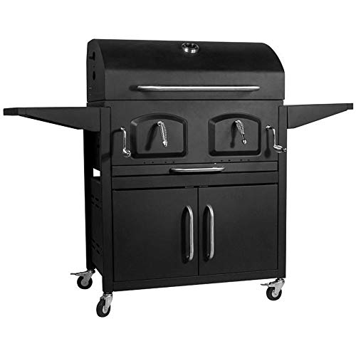 L.P Charcoal Grill Home Wood Charcoal Grill Outdoor Barbecue Shelf Villa Courtyard Grill Table with Cabinet Double Door Charcoal Grill