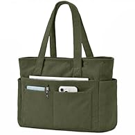 Large Capacity: Our tote bag measures 42x30x16cm with a 20-litre capacity, effortlessly accommodating your 15.6-inch laptop, books, iPad, A4 folders, make-up bag, water bottle, baby nappies, wallet and daily essentials, all neatly organised in one ba...