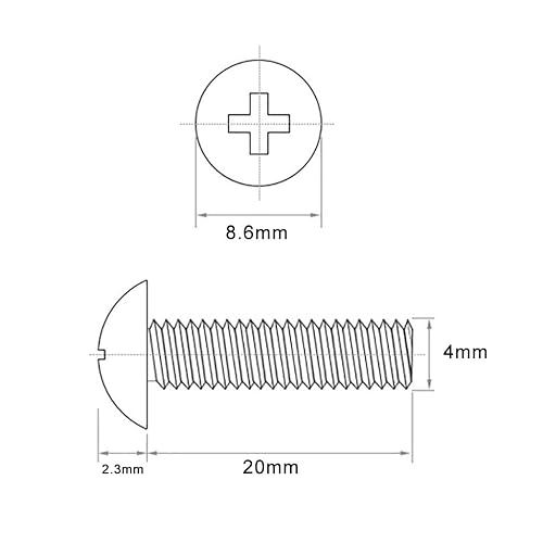 Miniatura 2 de Tornillos métricos de 0.157 in, 100 tornillos cortos M4 x 0.787 in, longitud de 0.787 pulgadas, tornillos de cabeza Phillips para cajón de gabinete