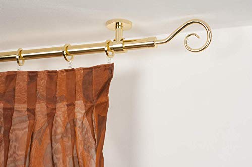 InCasa Barra para Cortina, 20 mm. de diámetro, 260 cm. de Longitud, en latón Brillante – Completo