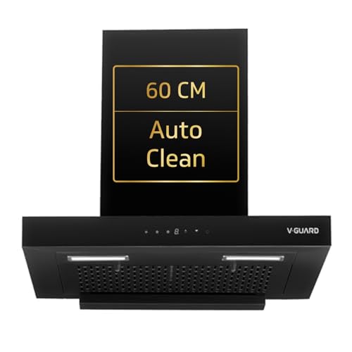 Image of V-Guard T10 60 cm Kitchen Chimney | 1300 m /h High Suction Capacity | Filterless Chimney | One-Touch Heat Auto Clean | Touch Panel with Gesture Control