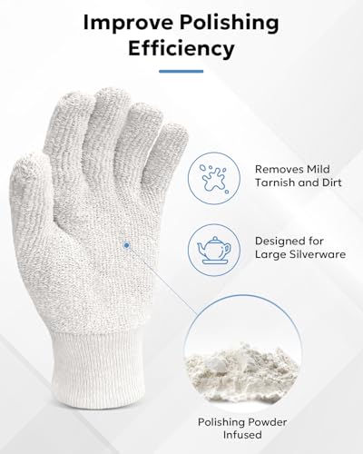 Evridwear Silver Polishing Gloves Polish Cleaning Glove Mitt for Sterling Silver Brass (L/XL)