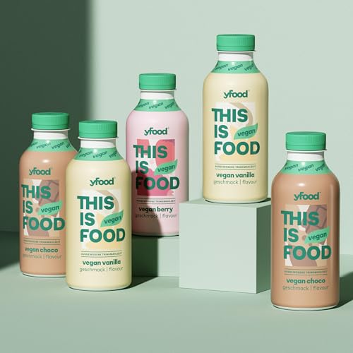 yfood Tasterpack Vegan Drinks - 5 x 500 ml for on-the-go and for stressful days - tasty meal replacement with 28 g of protein, 26 vitamins and minerals