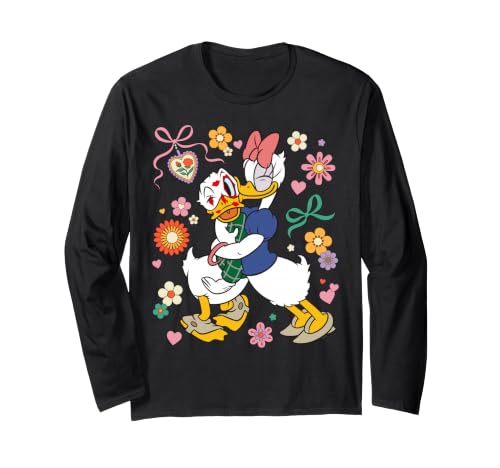 Image of Disney Donald & Daisy Kisses 1940s Valentine's Day Coquette Long Sleeve T-Shirt