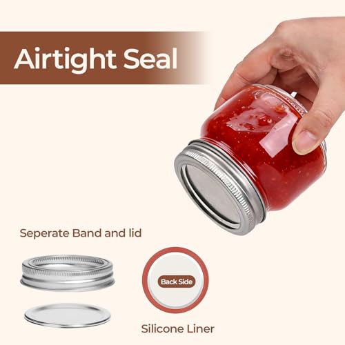 Image of ComSaf 8 oz Regular Mouth Mason Jars,6Pcs Glass Jars for Home Cooks Making Jam and Jelly, and Crafters Creating DIY Candles and Party Favors, Canning Jar with Lids and Rings，Includes Labels & Twine
