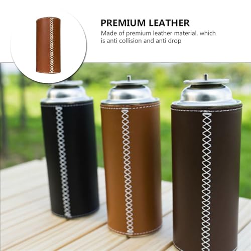 BESTOYARD Housse de Protection en Cuir Marron pour Accessoire de Cartouche de Gaz Compact, Étui de Protection Facile à Ranger pour Utilisation Extérieure – vue 7