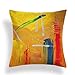 Rounuo Fodere per Cuscini Decorative Graffiti Federe Copricuscini Stampati Texture Copricuscino Tramonto per Divano Sedia Letto Soggiorno Copricuscini Quadrato Arancia 55 cm Serie #14283