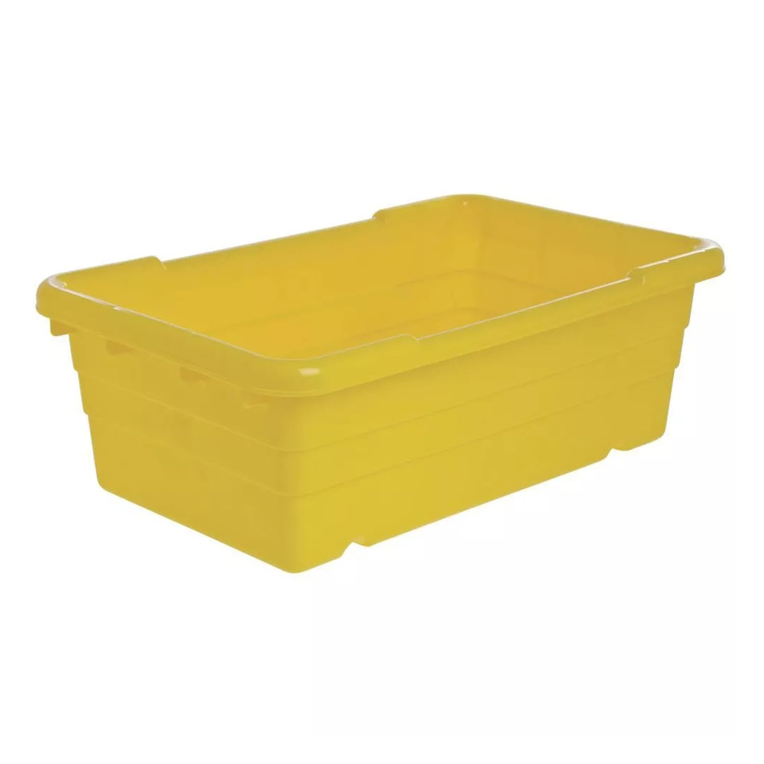 New Plastic Nest and Stack Boxes Meat Lug Storage Food Tote Commericall Processing Tub Bin Rectangle Container Yellow Length 25