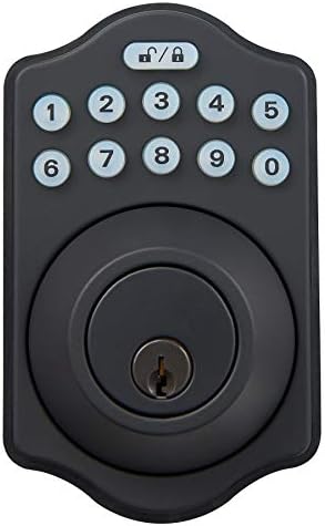 Amazon Basics Traditional Electronic Keypad Deadbolt - Keyed Entry - Matte Black