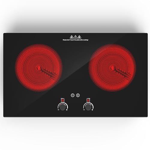 VBGK Electric Cooktop,2400W Electric Stove Top,Countertop and Built-in Hot Plate with Child Safety Lock, Timer, LED touch Knob Control,Overheat Protection,110V 2 Burner Induction Cooktop