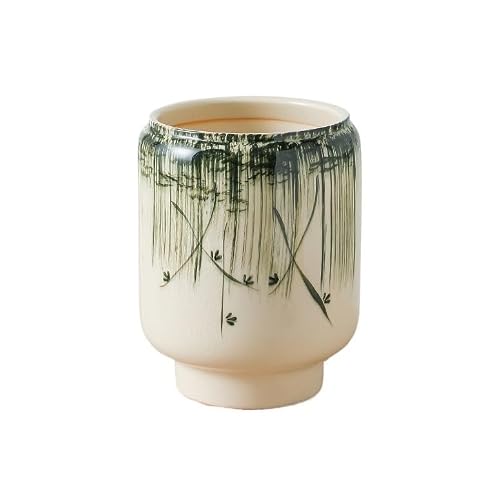 Z4T8M2K6G5 Indoor Plant Pots Chinese Ceramic Flowerpot, High Foot, Large Diameter, Living Room Retro Plant Pot with Drainage Hole for Home Use Garden Planters