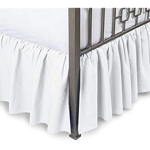 Fabricom-Retail 100% Natural Egyptian Cotton 800-TC Hypoallergenic 76x80 King Size Single Ruffle Bed Skirt White Solid Iron Easy, Fade Resistant 12" Drop Length Cover