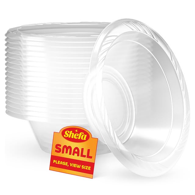 Shefa 800 Clear Bowls, Reusable & Washable, Heavy Duty Dinnerware, Microwave-Safe Crockery - Ideal for Birthday, Parties, Camping, Catering (5 oz Bowls, Clear)