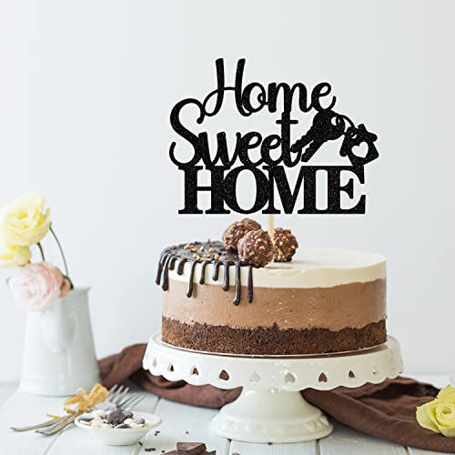 Black Glitter Home Sweet Home Cake Topper - Housewarming/New Home/New Baby/Retiring From The Army/Return From Maternity/Family Party Decoration #TOP3